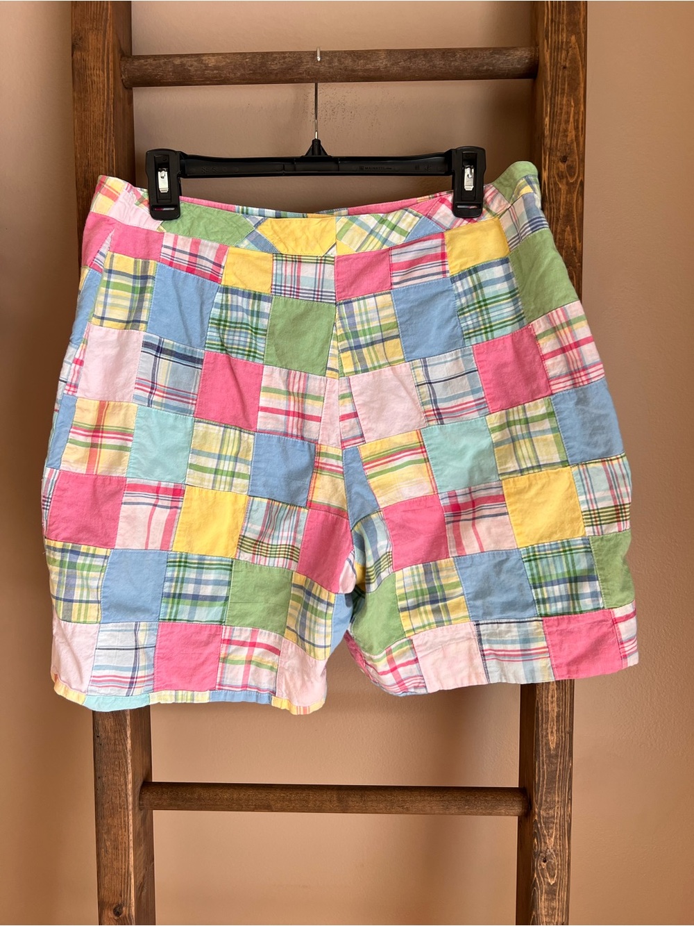 Women’s Pastel Patchwork Cotton Shorts - Picture 2 of 4
